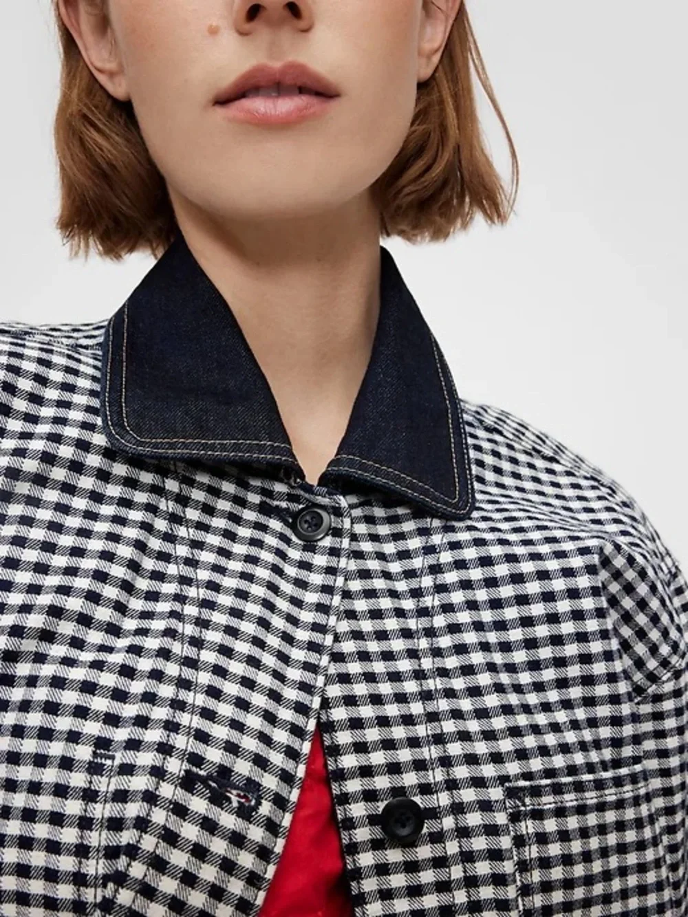 NWT size Small Gap × DÔEN Gingham Denim Jacket - Picture 3 of 7